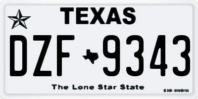 TX license plate DZF9343