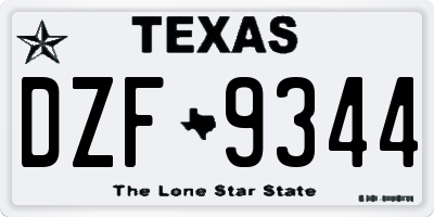 TX license plate DZF9344