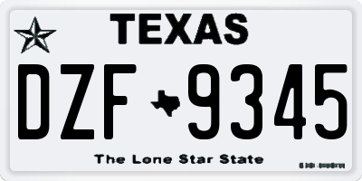 TX license plate DZF9345