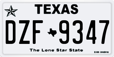 TX license plate DZF9347