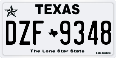 TX license plate DZF9348