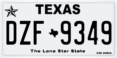 TX license plate DZF9349