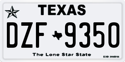 TX license plate DZF9350