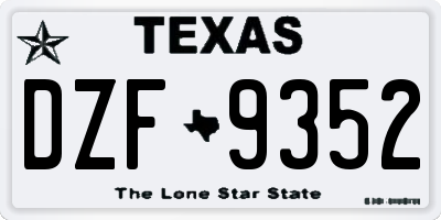 TX license plate DZF9352