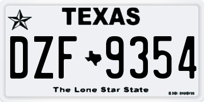 TX license plate DZF9354
