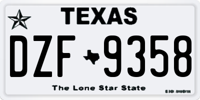 TX license plate DZF9358