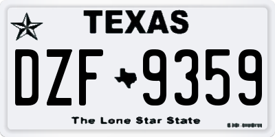 TX license plate DZF9359