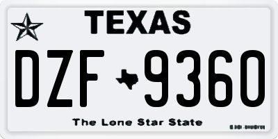 TX license plate DZF9360