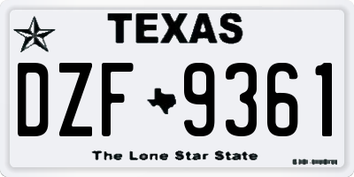 TX license plate DZF9361