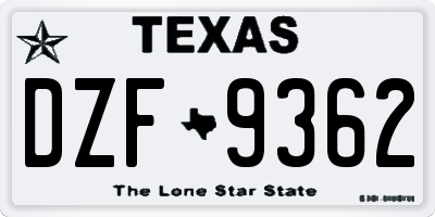 TX license plate DZF9362