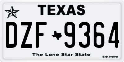 TX license plate DZF9364