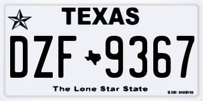TX license plate DZF9367