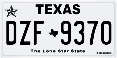 TX license plate DZF9370