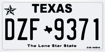 TX license plate DZF9371