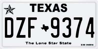 TX license plate DZF9374