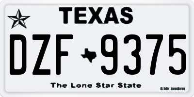TX license plate DZF9375