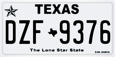 TX license plate DZF9376