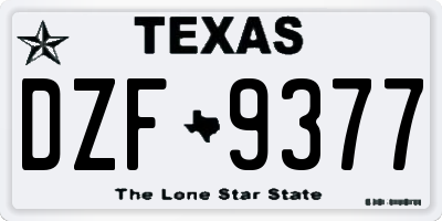 TX license plate DZF9377