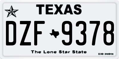 TX license plate DZF9378