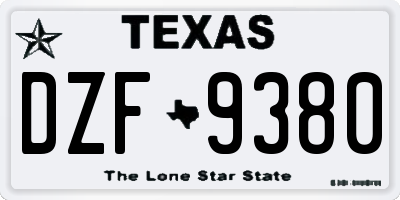 TX license plate DZF9380