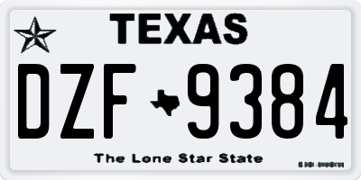 TX license plate DZF9384