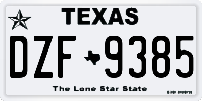 TX license plate DZF9385