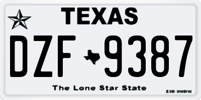 TX license plate DZF9387