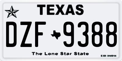 TX license plate DZF9388