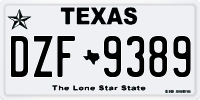 TX license plate DZF9389