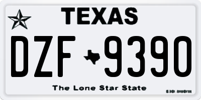 TX license plate DZF9390