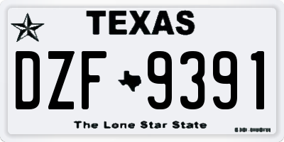 TX license plate DZF9391