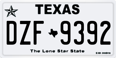 TX license plate DZF9392