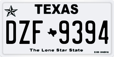 TX license plate DZF9394