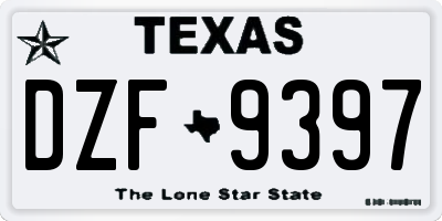 TX license plate DZF9397