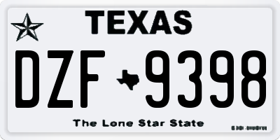 TX license plate DZF9398