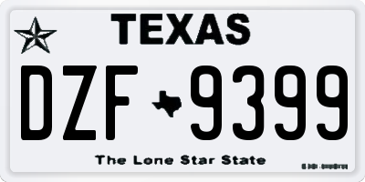 TX license plate DZF9399