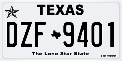TX license plate DZF9401