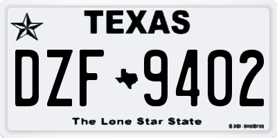 TX license plate DZF9402