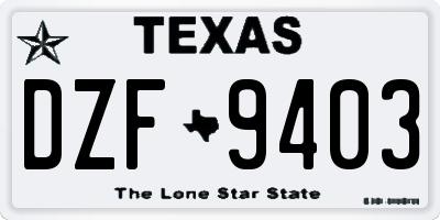TX license plate DZF9403