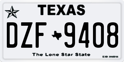 TX license plate DZF9408