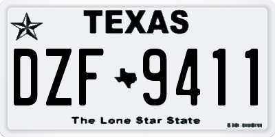TX license plate DZF9411