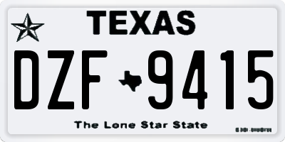 TX license plate DZF9415