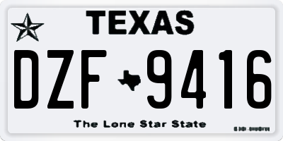 TX license plate DZF9416