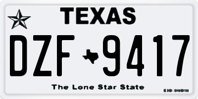 TX license plate DZF9417