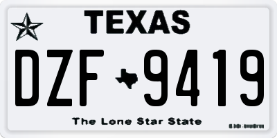 TX license plate DZF9419
