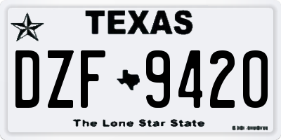 TX license plate DZF9420