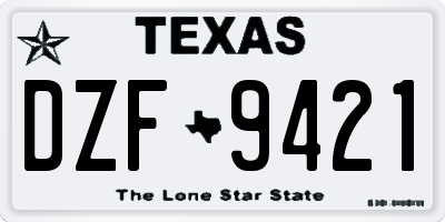 TX license plate DZF9421