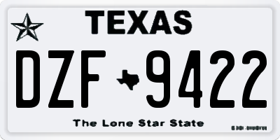 TX license plate DZF9422