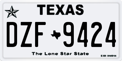 TX license plate DZF9424