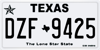 TX license plate DZF9425